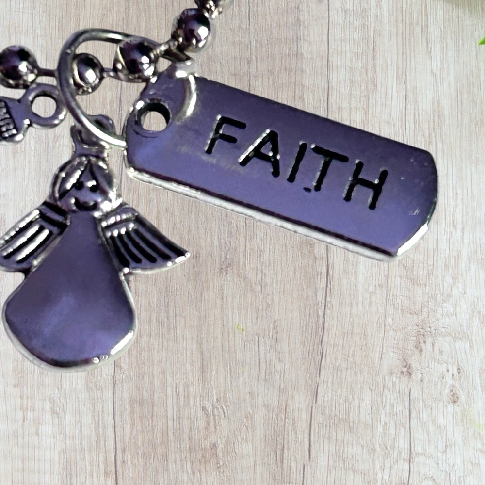 Hand Crafted Necklace Faith Dog Tag Charms Tibetan Pendant Inri Angel Crucifix - Picture 5 of 7